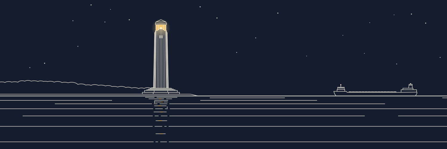 Night lake drawing composed as a social profile cover