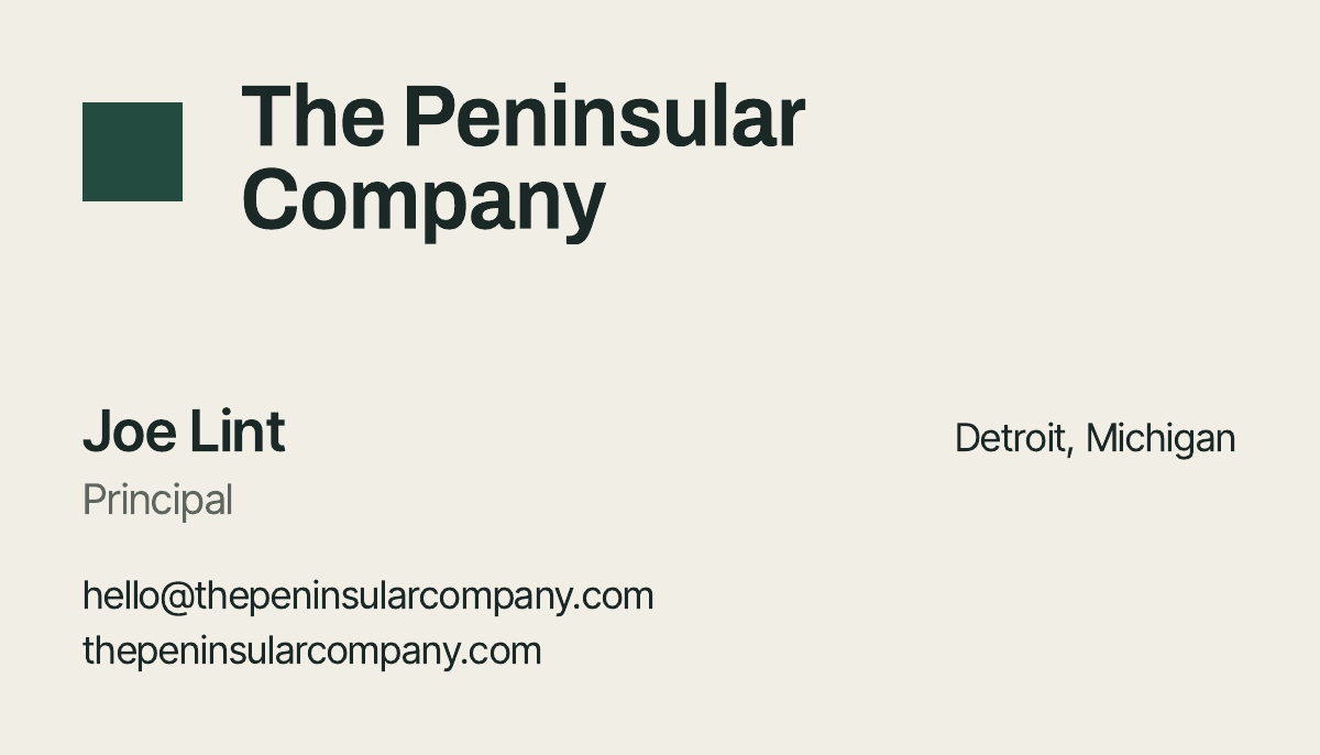 Business card front for Joe Lint, Principal